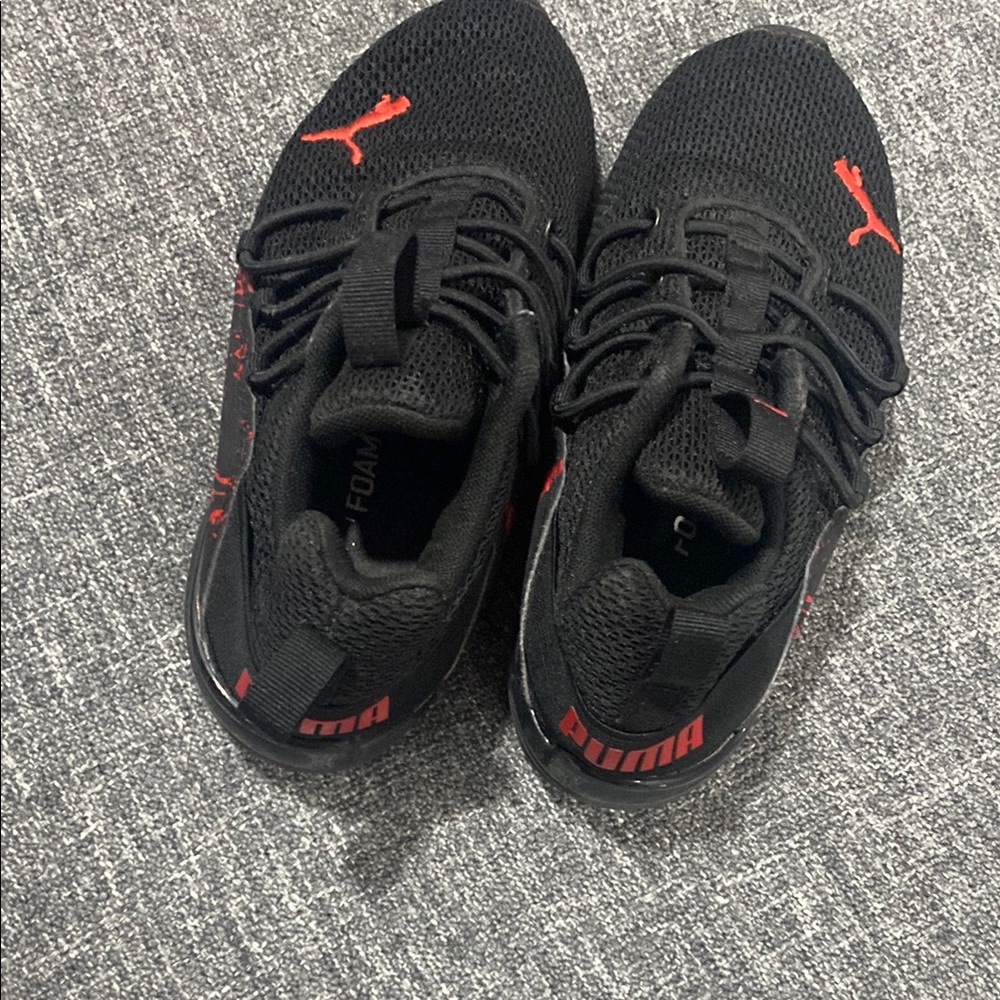 Puma Black Sneakers with Red Highlights
